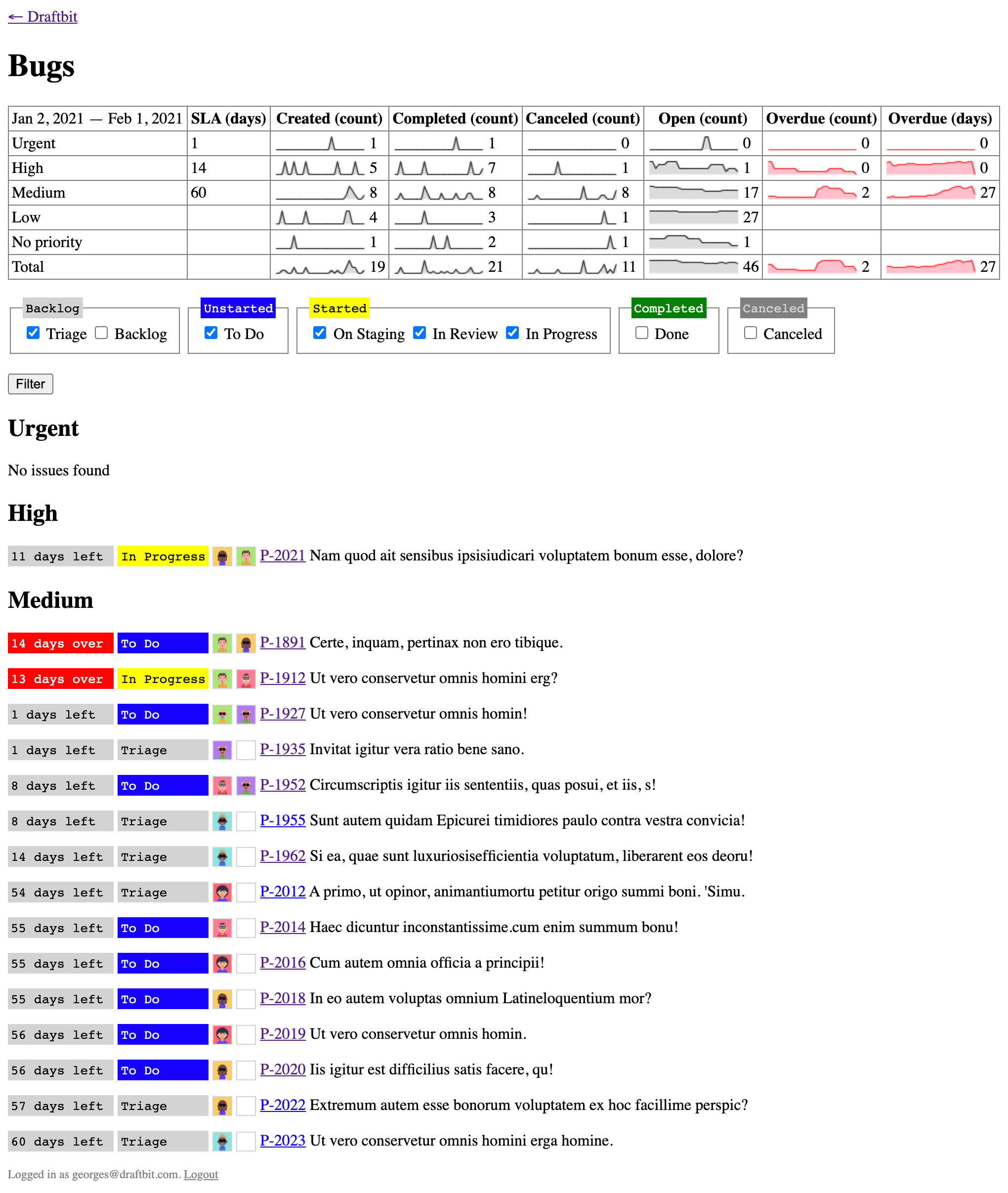 Draftbit Bugs